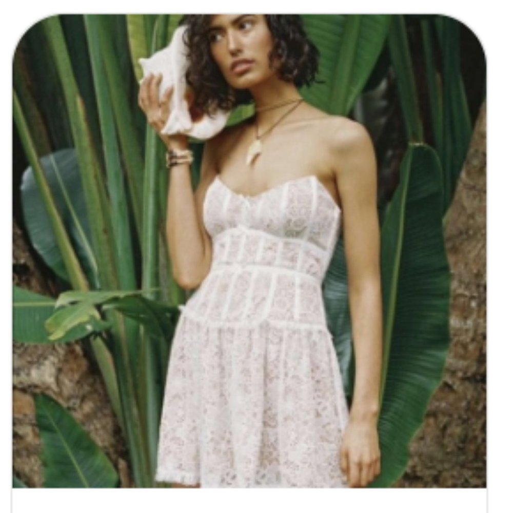 For Love & Lemon Jelena Lace Strapless Mini Dress, size Lace White & Nude - Picture 13 of 16
